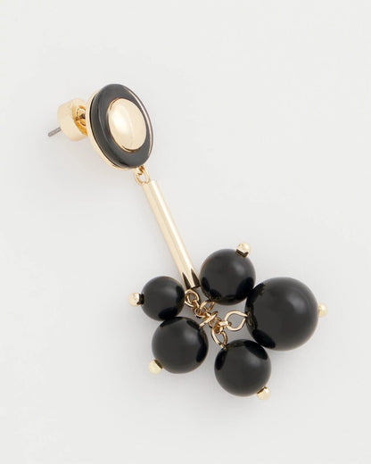 Linear Black Bead Cluster Earrings