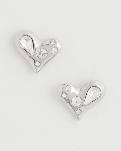 Mini Bejeweled Heart Stud Earrings