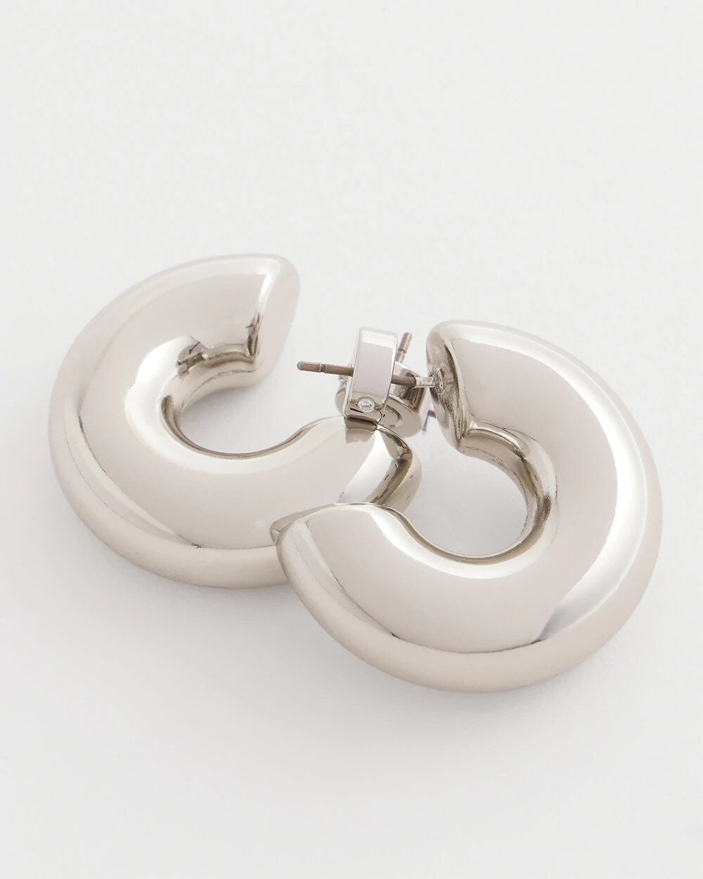 Silver Puff Hoop Earrings