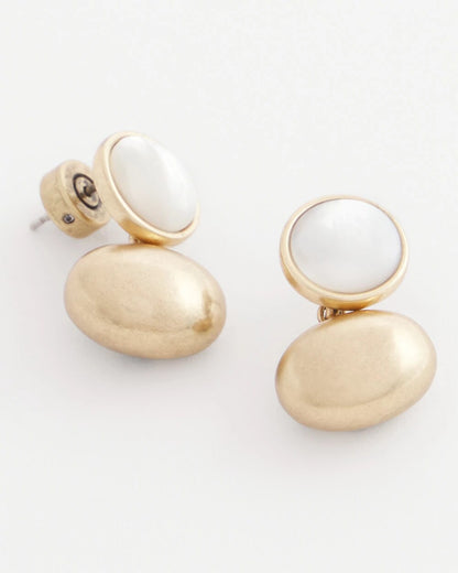 White & Gold Mini Stud Earrings