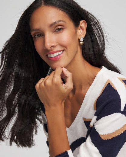 White & Gold Mini Stud Earrings