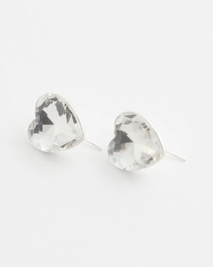 Crystal Heart Gem Drop Earrings