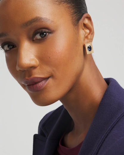 Blue & Gold Stud Earrings