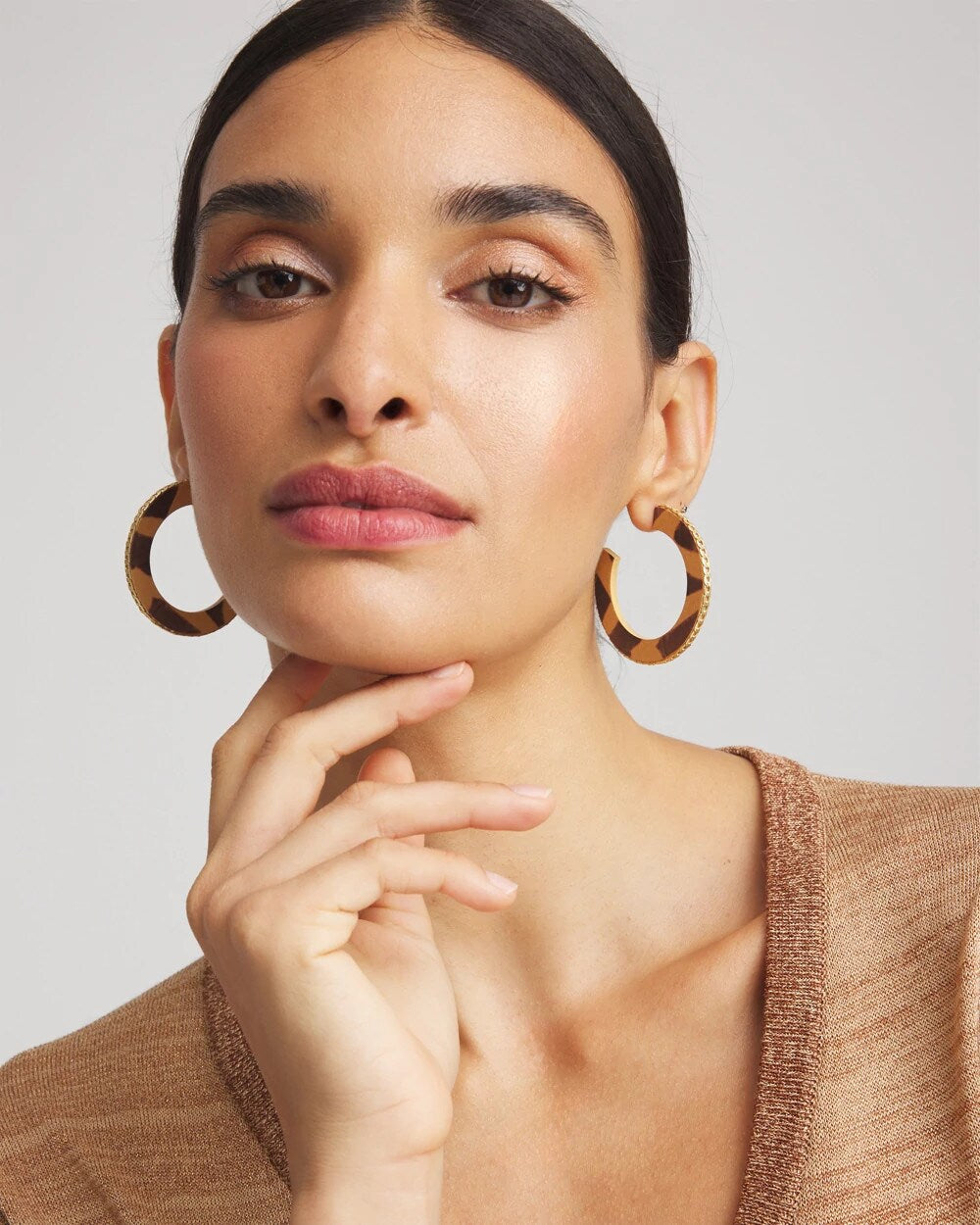 Animal Wood Hoop Earrings