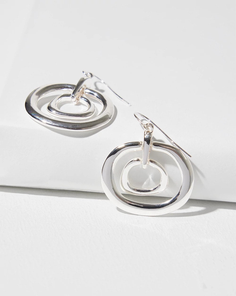 Silver Tone Drop Pendant Earrings