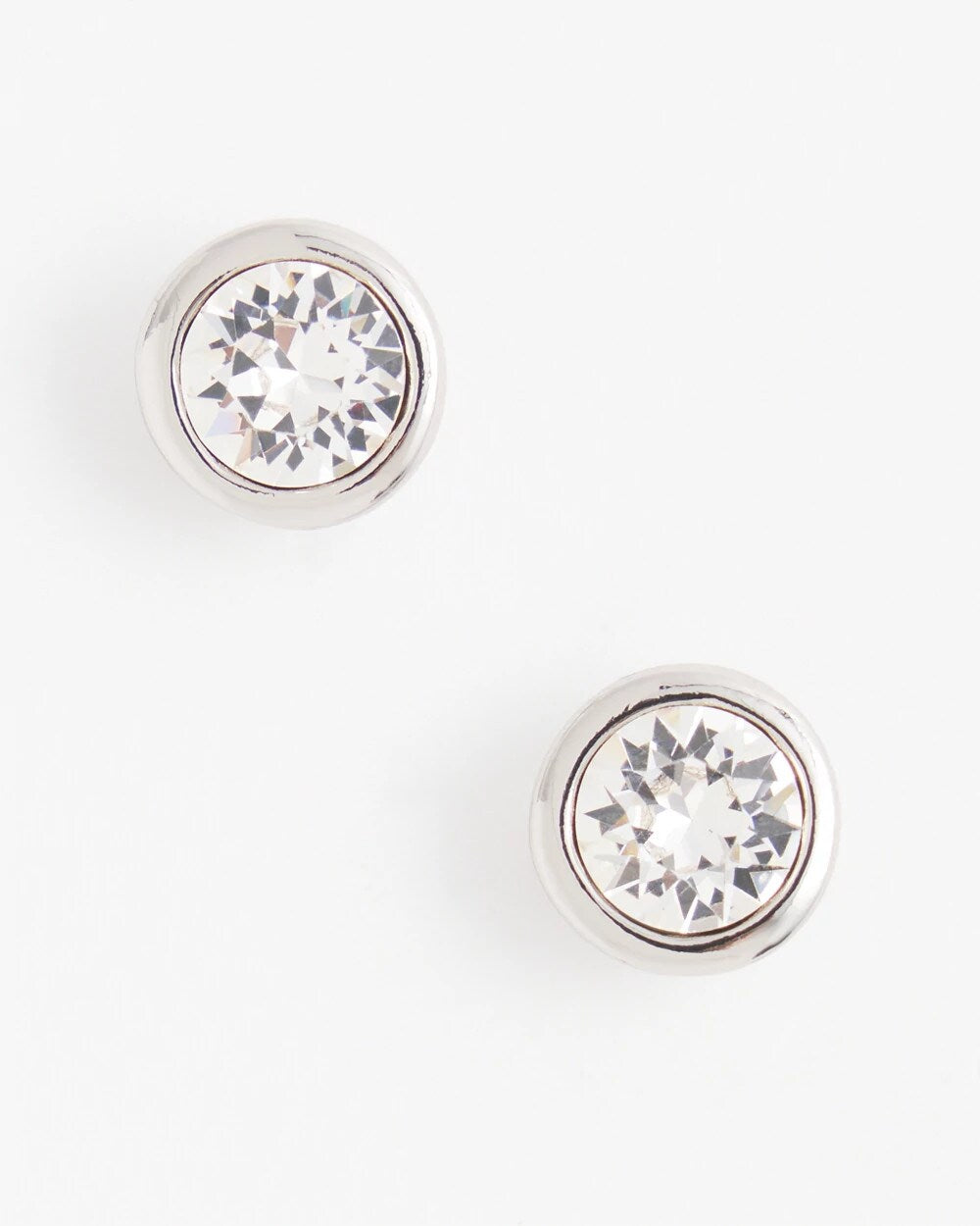 Silver Tone Crystal Stud Earrings