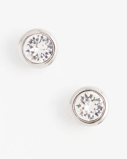Silver Tone Crystal Stud Earrings
