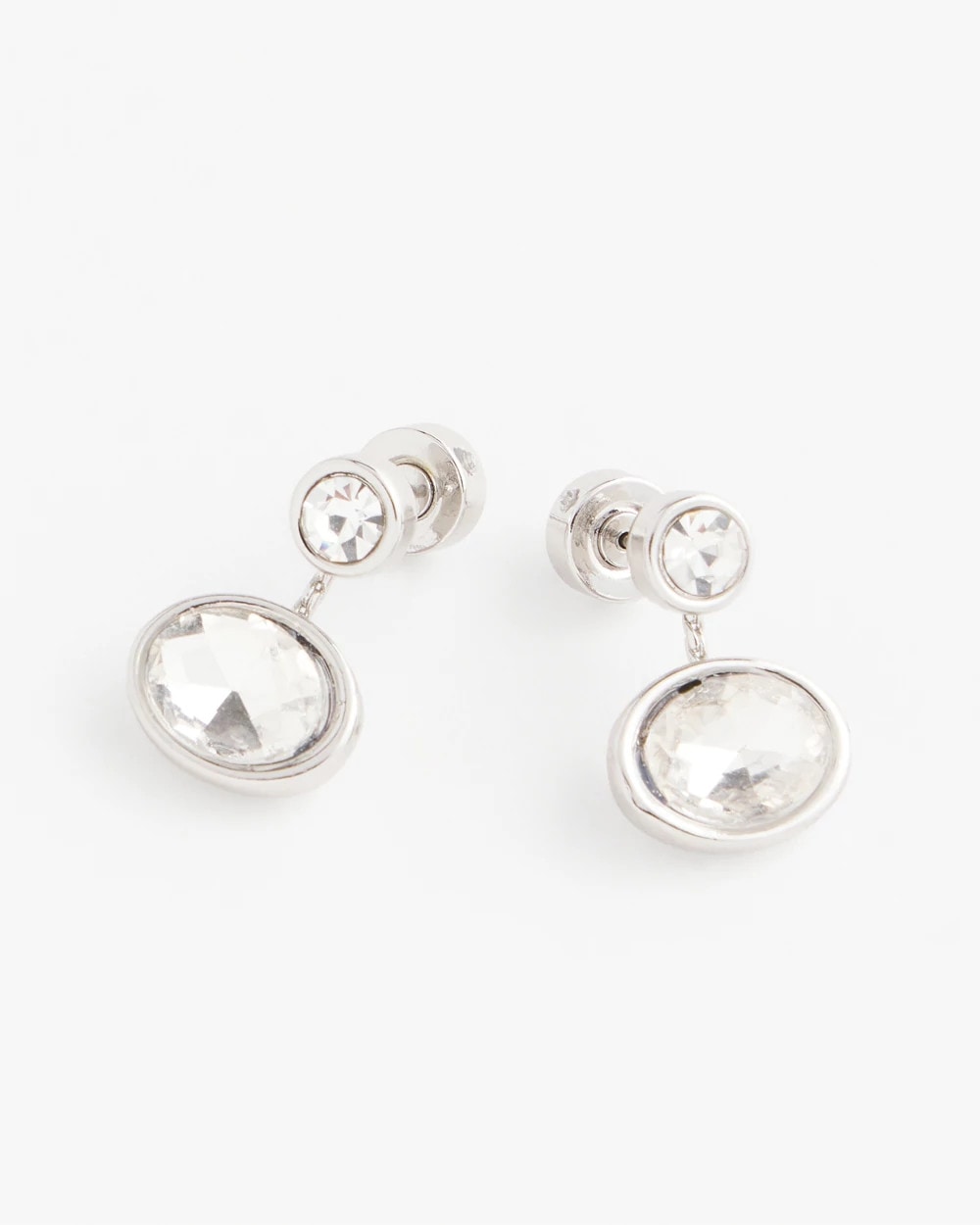 Silvertone Bezel Stud Earrings