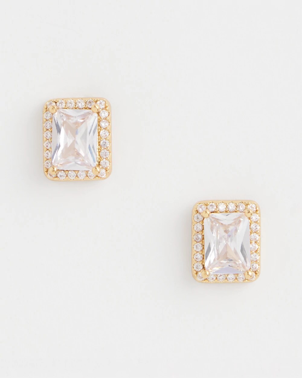 Gold Emerald Cut Stud Earrings