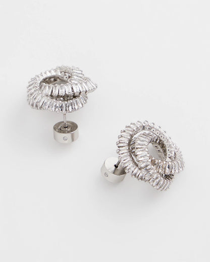 Silvertone Twisted Stud Earrings