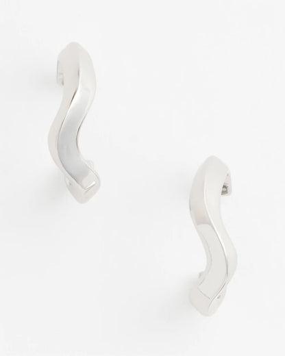 Silver Wavy Hoop Earrings