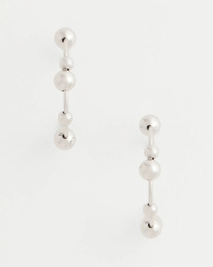 Silvertone Beaded Hoop Earrings