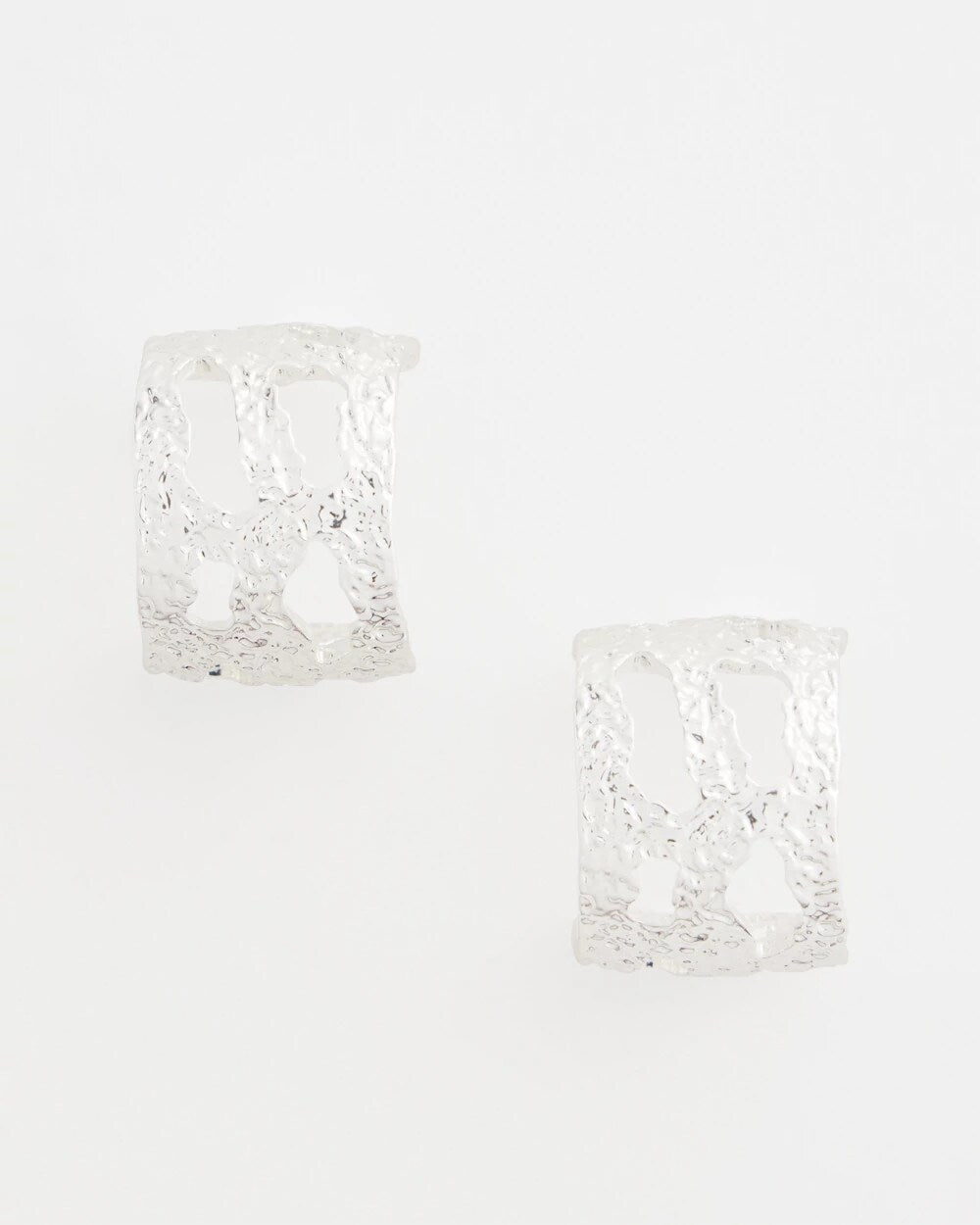 No Droop® Cutout Silvertone Hoop Earrings