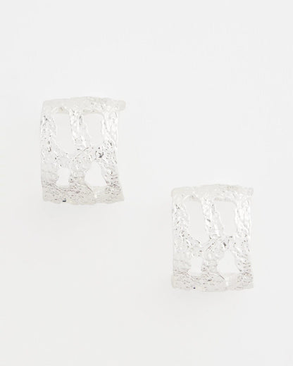 No Droop® Cutout Silvertone Hoop Earrings