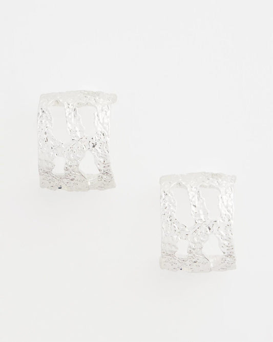 No Droop® Cutout Silvertone Hoop Earrings