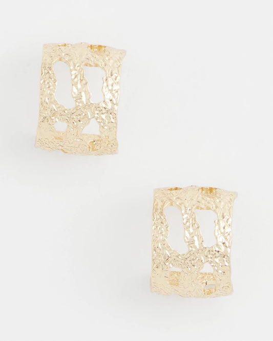 No Droop® Cutout Goldtone Hoop Earrings
