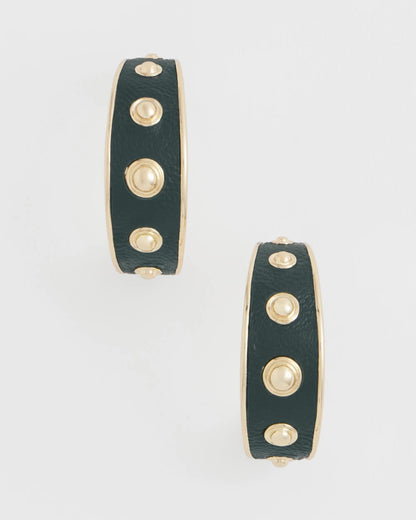 No Droop® Green & Gold Hoop Earrings