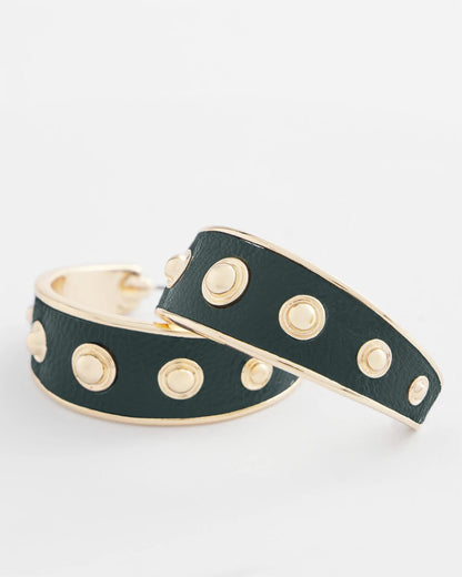 No Droop® Green & Gold Hoop Earrings