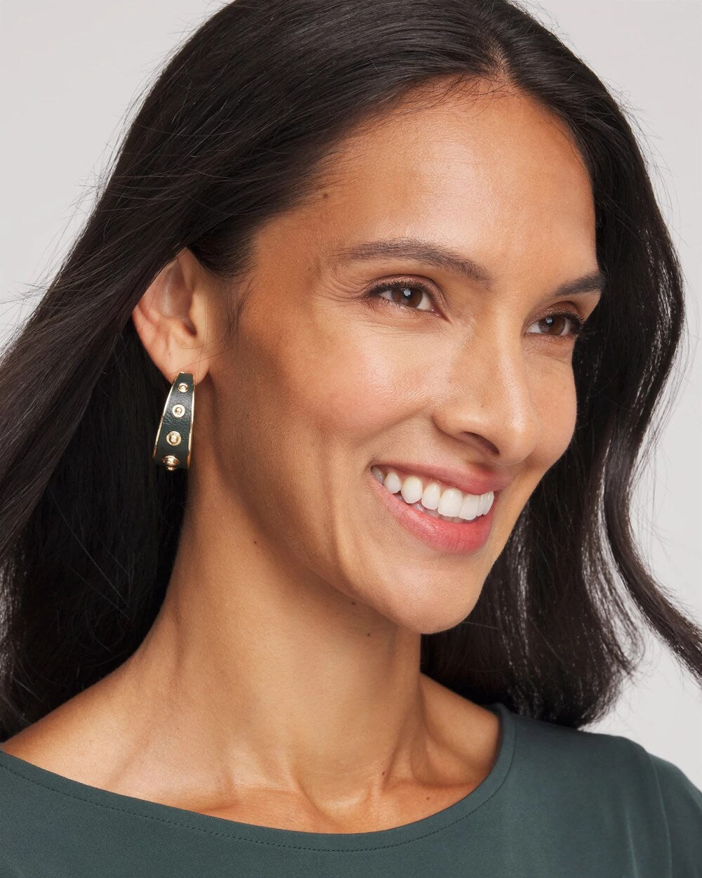 No Droop® Green & Gold Hoop Earrings
