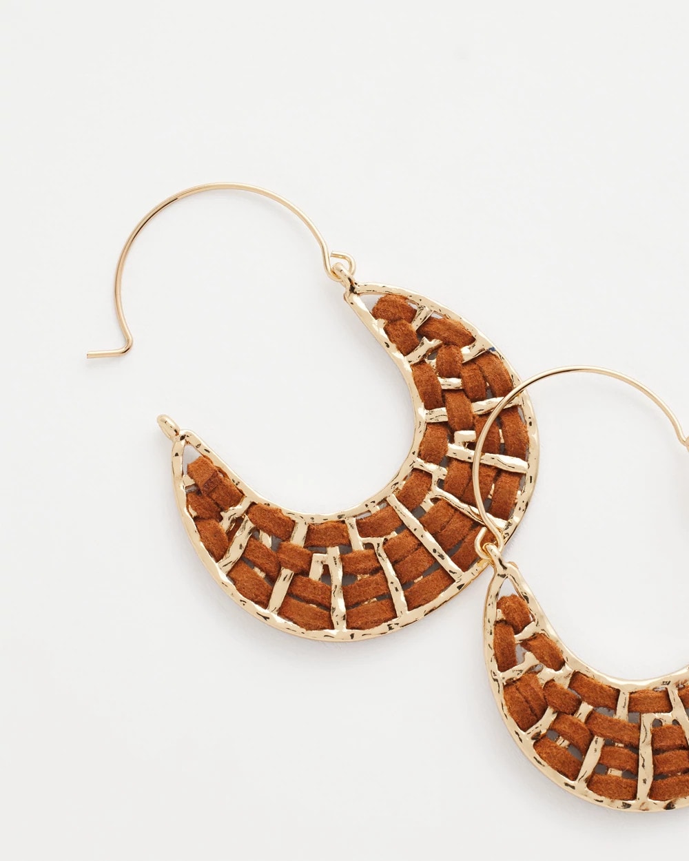 Leather Half-Moon Hoop Earrings