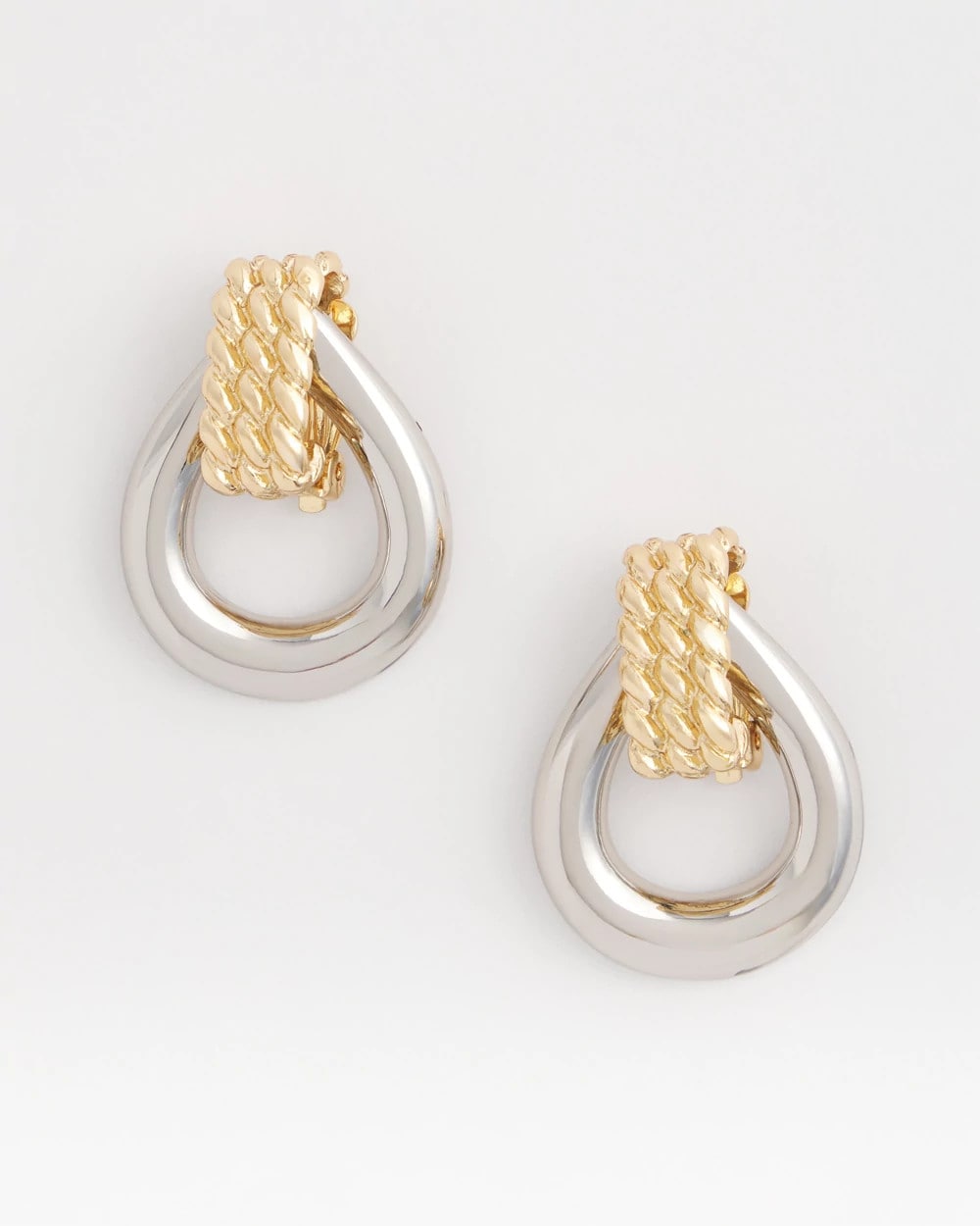 No Droop™ Mixed-Metal Teardrop Clip-On Earrings