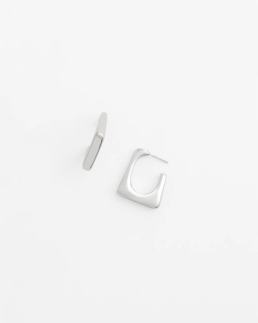 No Droop® Silver Tone Square Hoops