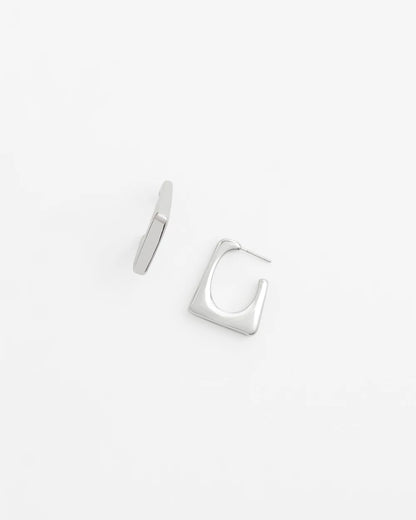 No Droop® Silver Tone Square Hoops