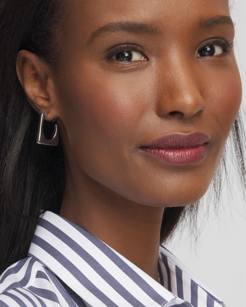 No Droop® Silver Tone Square Hoops
