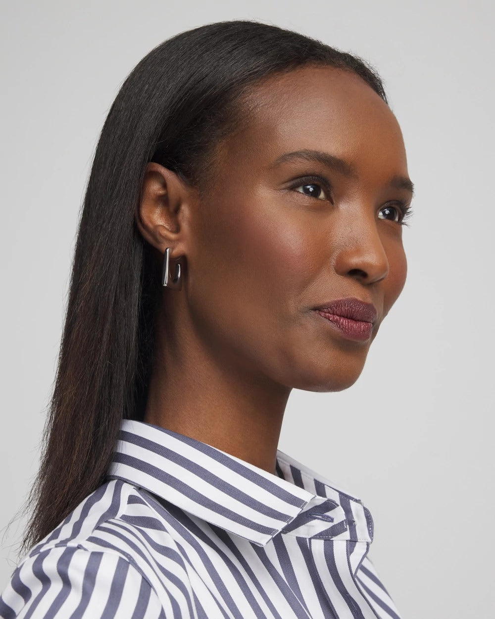 No Droop® Silver Tone Square Hoops