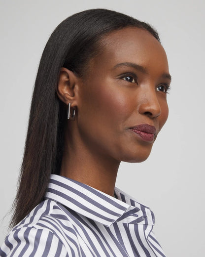 No Droop® Silver Tone Square Hoops