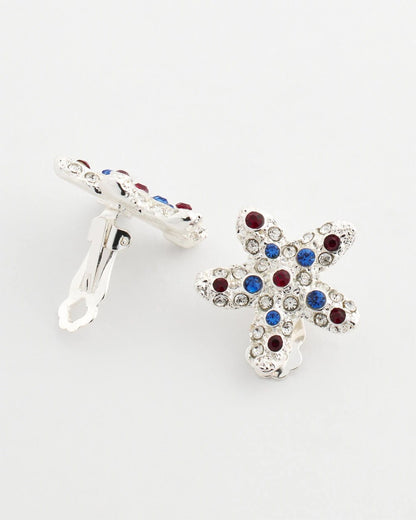 Red White & Blue Starfish Clip-On Earrings
