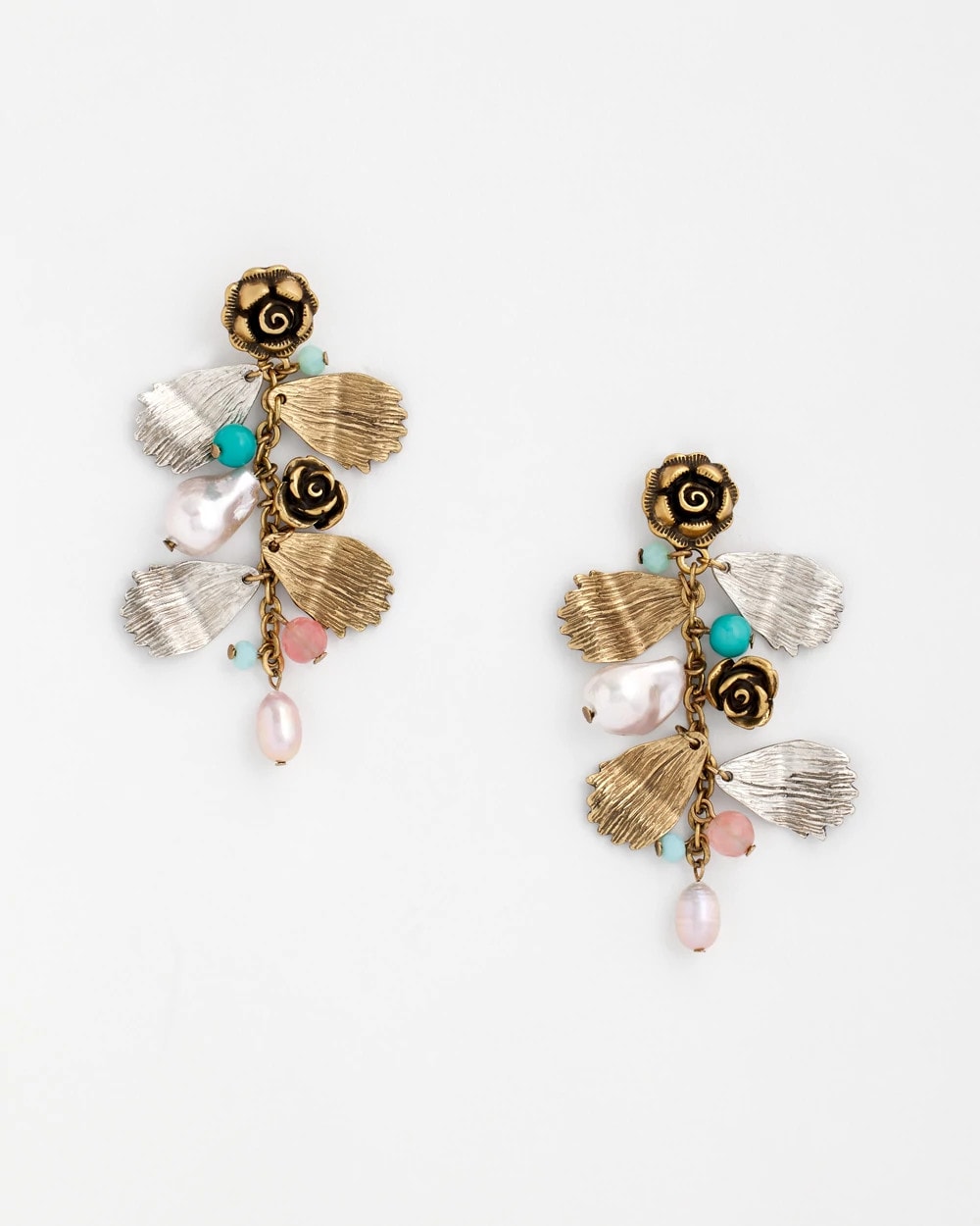 Floral Pearl Charm Earrings