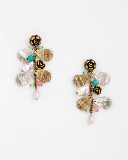 Floral Pearl Charm Earrings