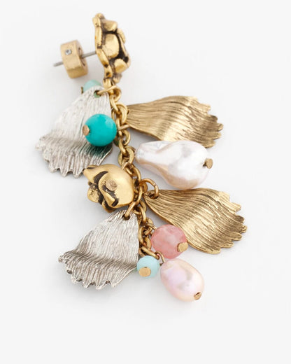 Floral Pearl Charm Earrings