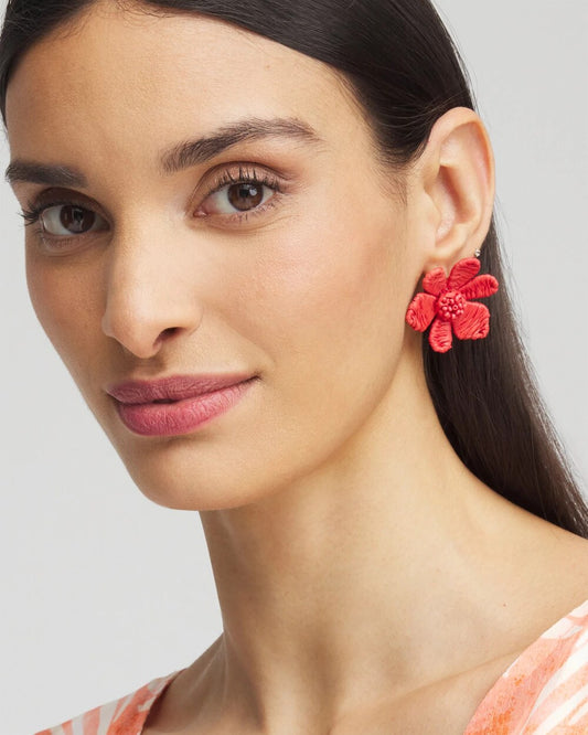 No Droop™ Coral Floral Stud Earrings