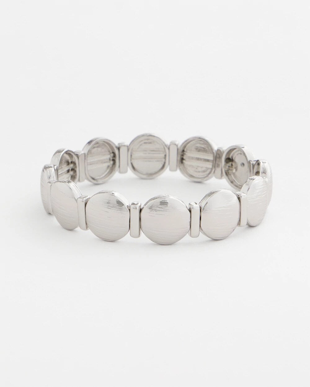 Silver Textured Circle Stretch Bracelet