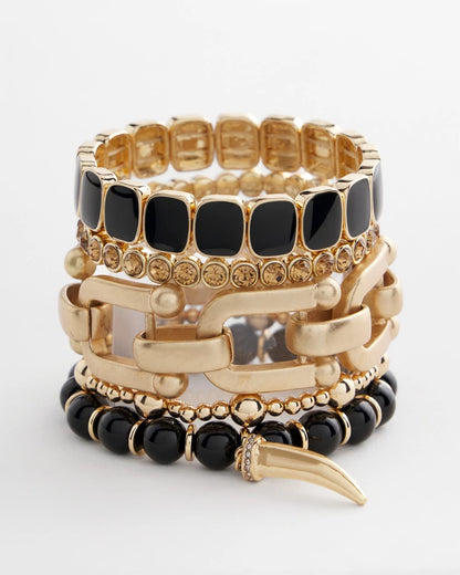 Chico's Originals Black Square Stretch Bracelet
