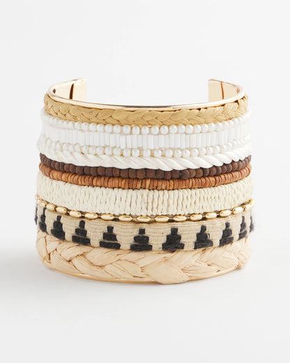 Mixed Media Textured Cuff Bracelet