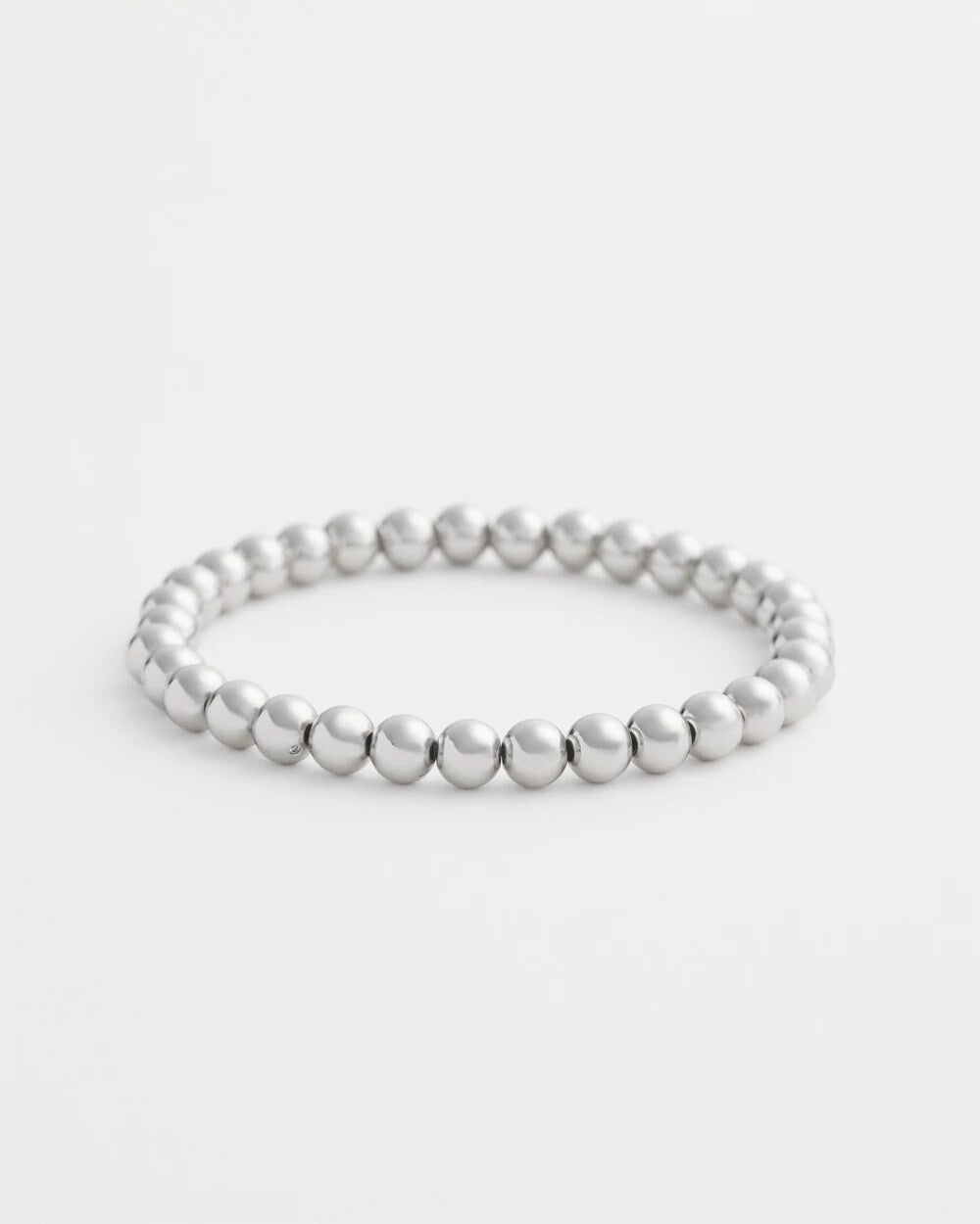 Small Beaded Silver Tone Stretch Bracelet
