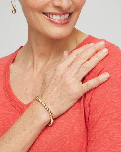 Small Beaded Gold Tone Stretch Bracelet