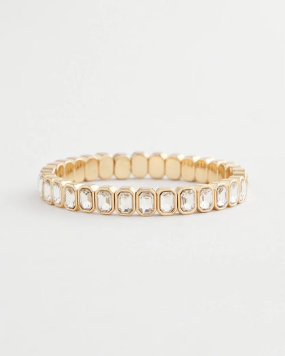 Gold Bezel Set Stretch Tennis Bracelet