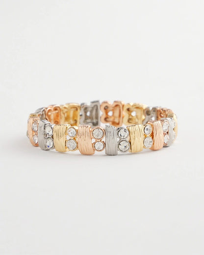 Tri-Tone Rectangle Stretch Bracelet