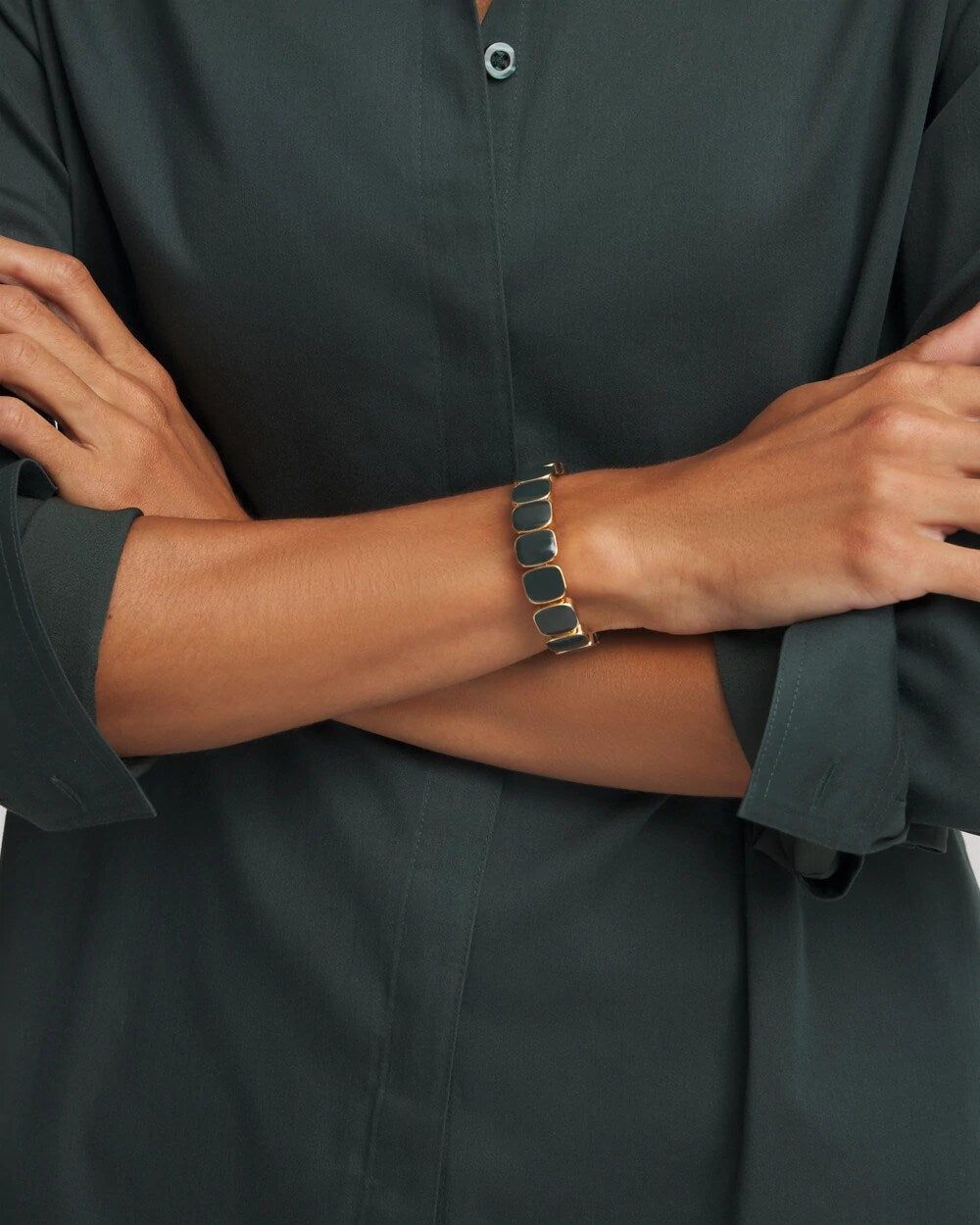 Resin Goldtone Square Stretch Bracelet