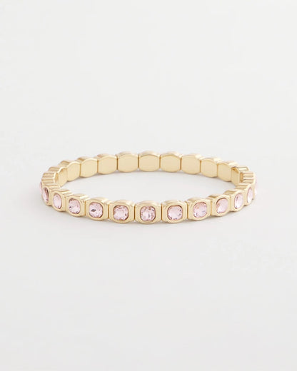 Small Pink Faceted Gem Stretch Bracelet