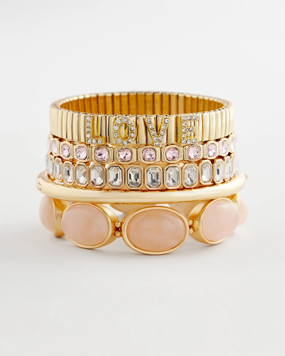 Small Pink Faceted Gem Stretch Bracelet