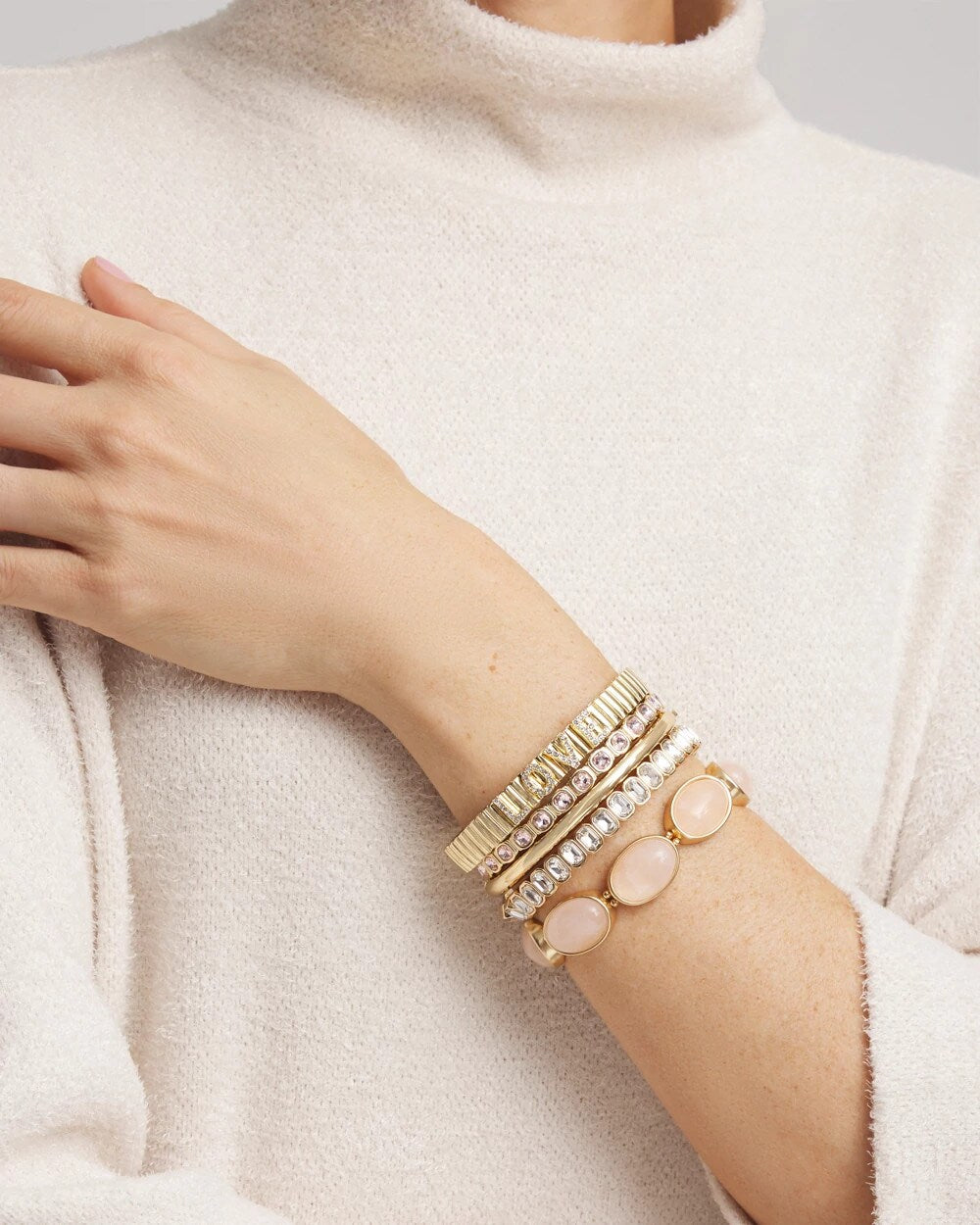 Small Pink Faceted Gem Stretch Bracelet