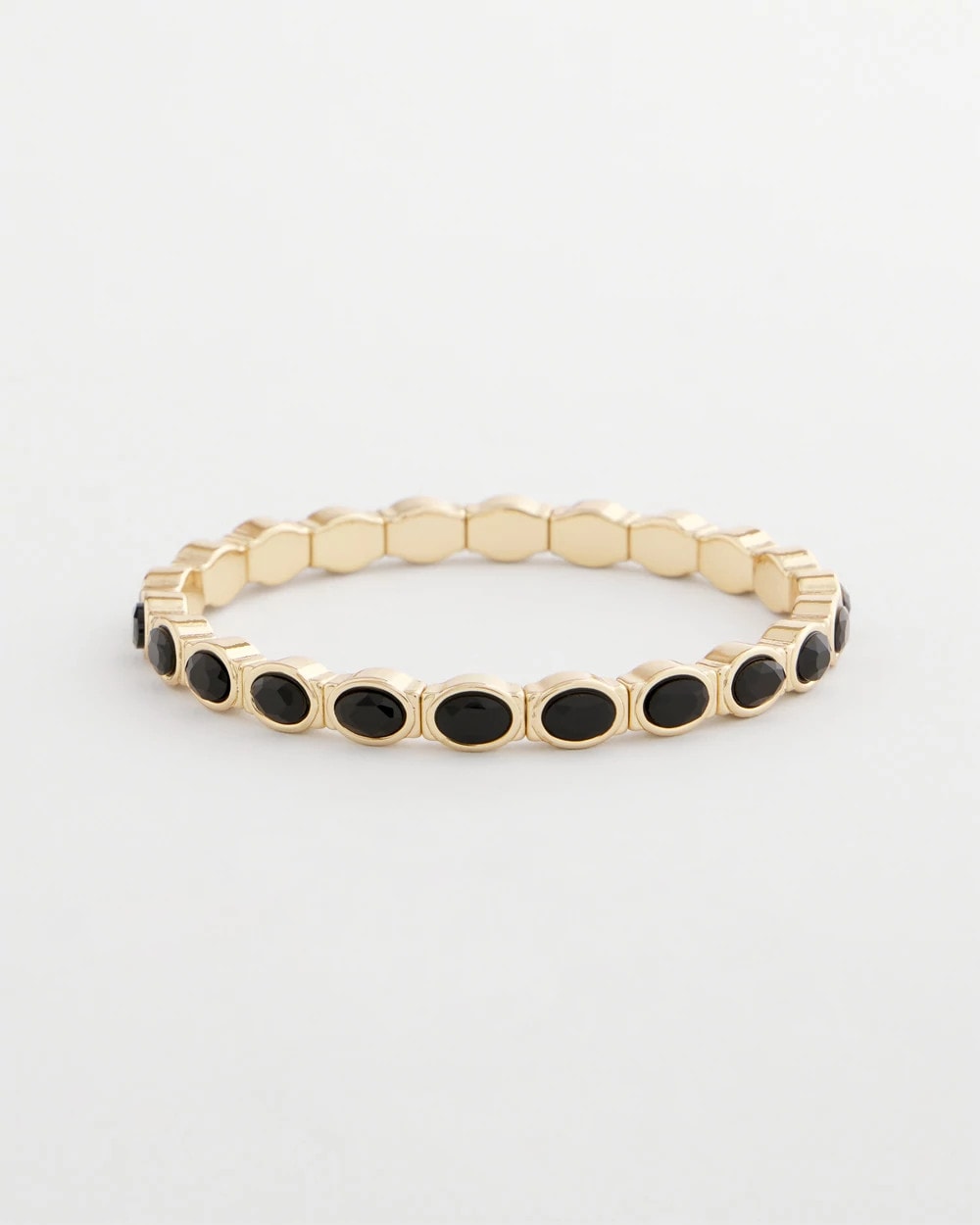 Small Black Faceted Gem Stretch Cuff Bracelet