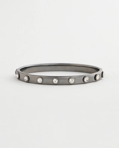 Hematite Rhinestone Tone Bangle