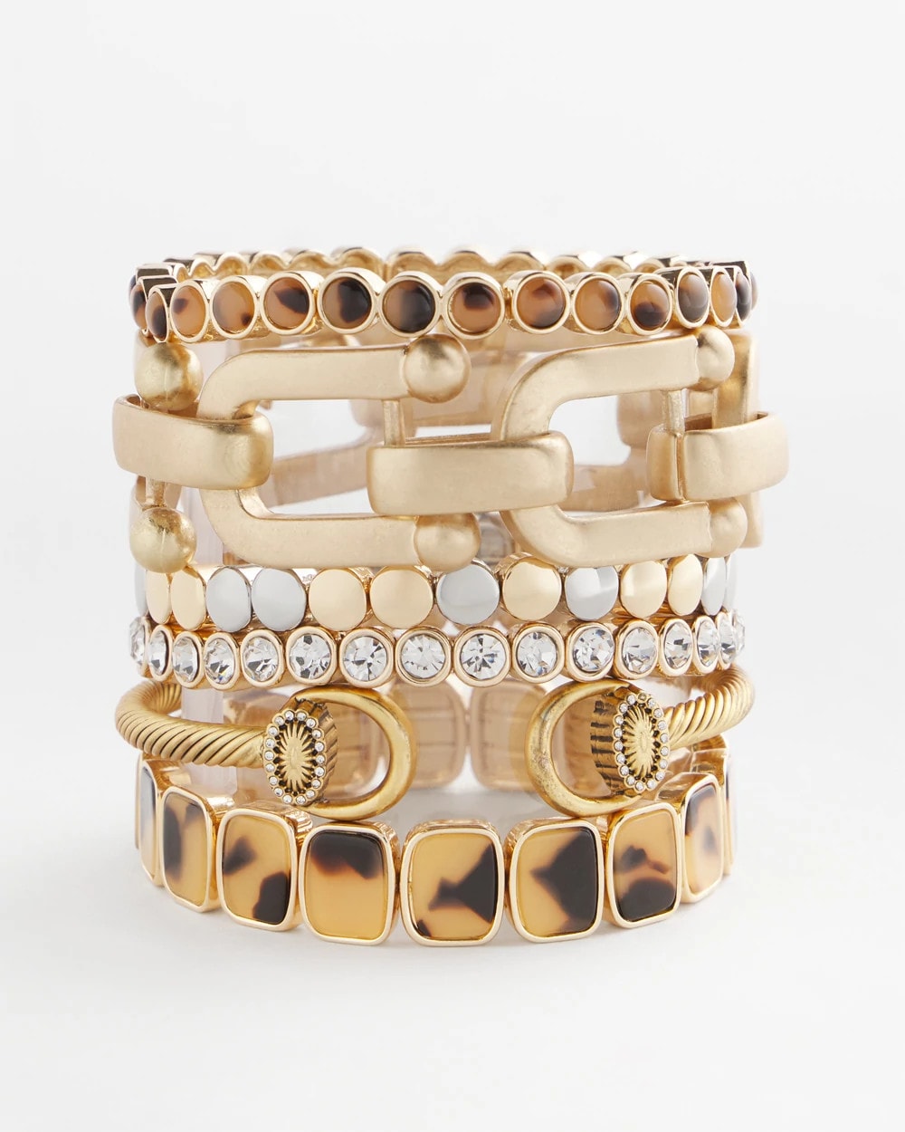 Tortoise Goldtone Round Stretch Bracelet