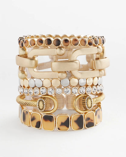 Tortoise Goldtone Round Stretch Bracelet